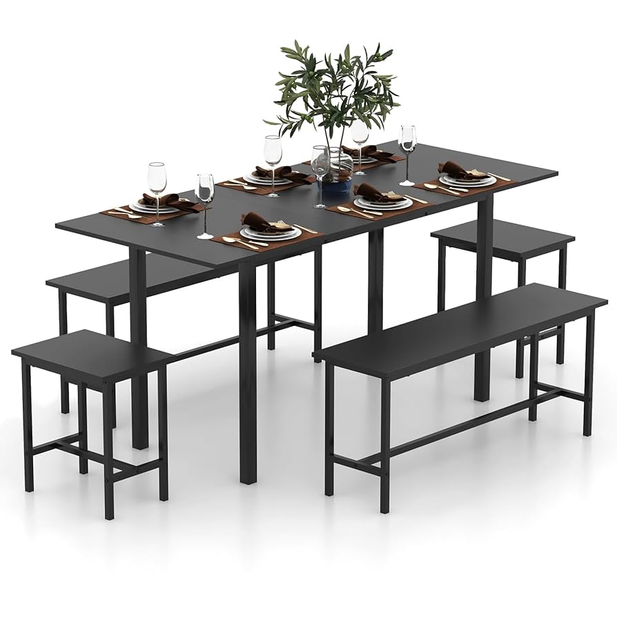 Amazon.com - COSTWAY Extendable Dining Table Set for 4-6, 63